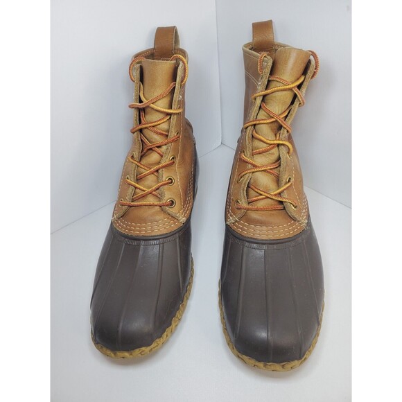 LL Bean Boots Mens 8" Size 10 M Unlined Hunting Duck Brown Leather Lace Up - Picture 2 of 8